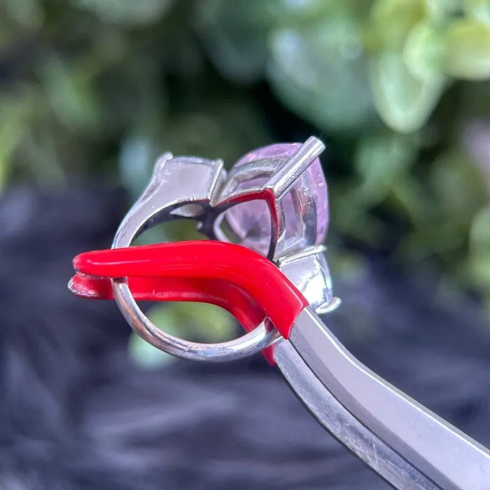 Pink & White Teardrop Stones Silver‎ 925 Ring